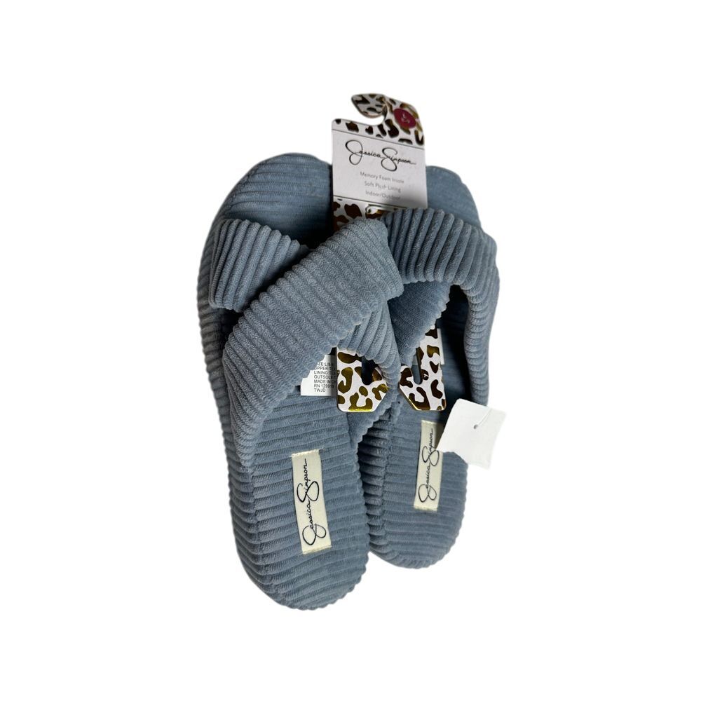 Jessica Simpson Cozy Memory Foam Slippers Plush Lining Indoor Outdoor Gray L 8-9